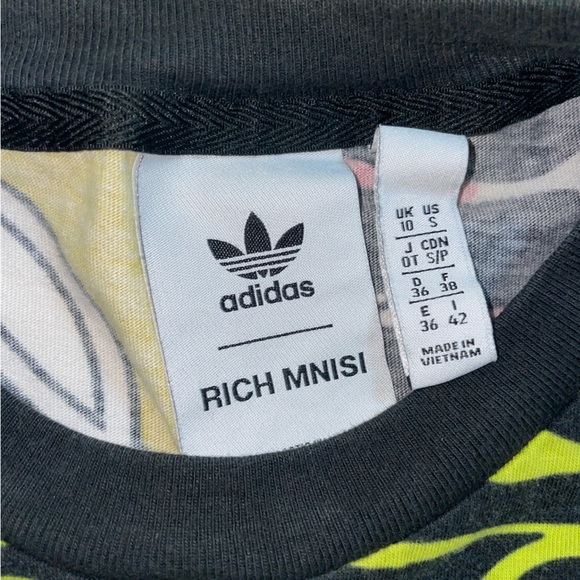 Adidas Tee Short Sleeve Crew Neck Cotton Orange Green Pattern Womens Small - Picture 8 of 8